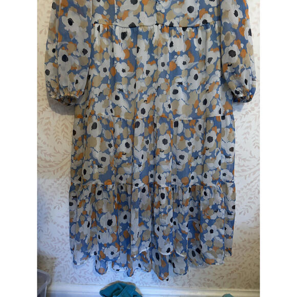 JOIE Floral Long Sleeve Tiered Midi Dress - Picture 3 of 9